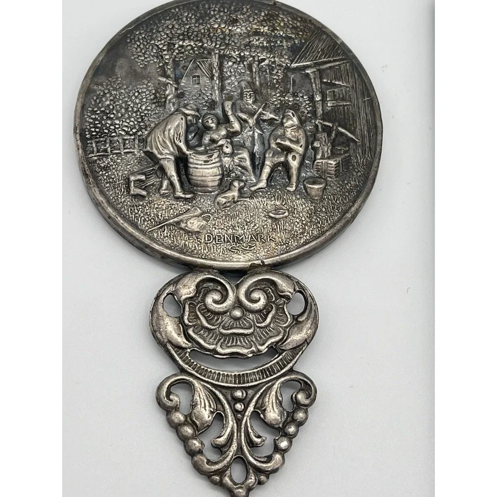 Vintage Antique Silver Plated Purse Mirror & Comb Case Denmark‎ HANS JENSEN